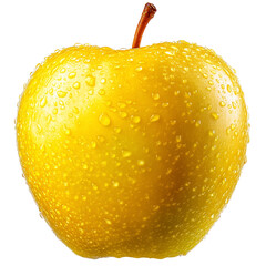  Fresh Yellow Apple with Water Droplets &ndash; Isolated on White