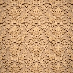 An elegant floral damask pattern with intricate leaf and flower carvings offers a vintage and ornate aesthetic suitable for backgrounds and designs precisely.