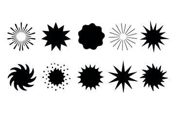 Burst Star Shape Vector Icons Collection Abstract Sun Explosion Design