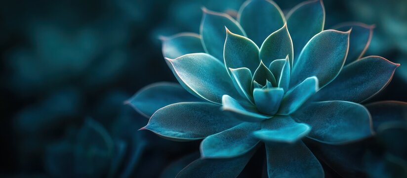 Succulent Plant Detail in Teal Tones