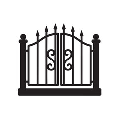 Spooky Gate Silhouette, Smooth Halloween Entrance Icon Vector