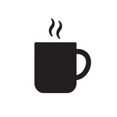 Steaming Mug Silhouette, Smooth Hot Drink Winter Icon Vector