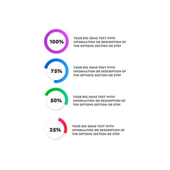 Fototapeta premium vector infographic template in color gradients on a white background text with a description of the option as a percentage share
