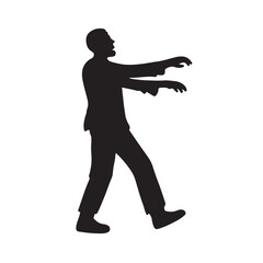 Zombie Walking with Arms Out Silhouette, Smooth Horror Creature Icon Vector