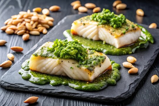 Pan Seared Cod with Herb Sauce