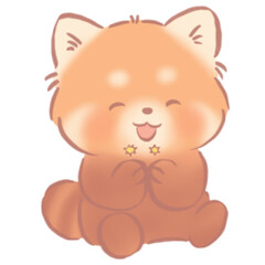 Naklejka premium Clapping Red Panda