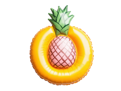 Fun summer pool float shaped like a pineapple for beach enjoyment, cut out
