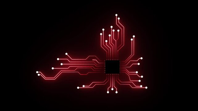 Glowing Outline Tree Animation. Abstract digital dot line particle data background connecting technology concept 3d Circuit Board .