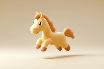 Playful, cartoon horse illustration in light beige tones.