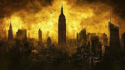 Post-apocalyptic New York City skyline