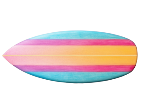 Colorful surfboard design for beach and ocean activities, cut out