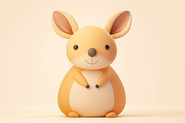 Obraz premium A digitally rendered, cartoon kangaroo, in pastel colors.