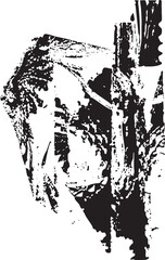 Obraz premium A textured abstract portrait of a human face emerges from dark splatters.