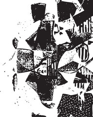 Fototapeta premium A fragmented abstract portrait composed of angular shapes and sharp lines.