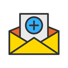 Obraz premium Add Envelop icon vector image. Suitable for mobile apps, web apps and print media.