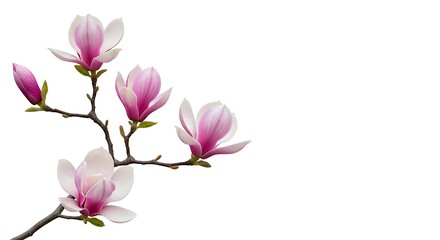 Obraz premium Magnolia blossom branch pink magnolia flower spring blossom floral bloom magnolia tree flowering branch on transparent background