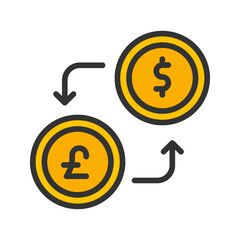 Dollar to Pound icon vector image. Suitable for mobile apps, web apps and print media.