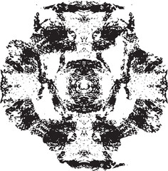 A textured black and white abstract forms a central circular shape.