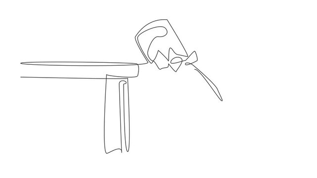 Animation of one line drawing of beer bottles were smashed at the end of the table until they broke into pieces. Stop and say no to alcohol campaign. Dry January. Full length motion