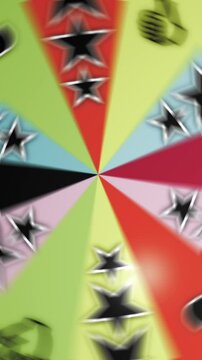 Animation of a generic game show spinning wheel landing on the Win slot as the camera zooms out. Vertical video.