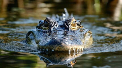 Obraz premium Alligator lurking in swamp waters offering a captivating portrait