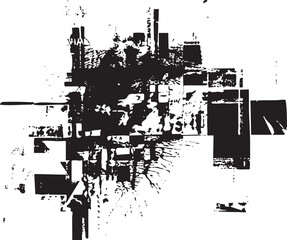 Obraz premium Abstract black and white composition of fragmented geometric shapes.