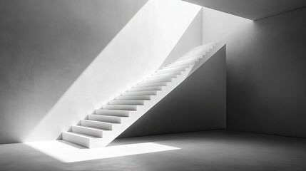 Obraz premium Modern white staircase design in a minimalist interior.