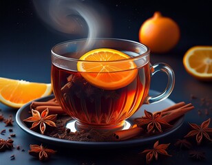 Schwarzer Tee mit Gewürzen und Orange