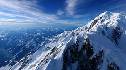 Fototapeta premium Majestic snow-capped mountain range panorama