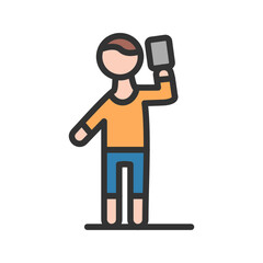 Man with Smartphone icon vector image. Suitable for mobile apps, web apps and print media.