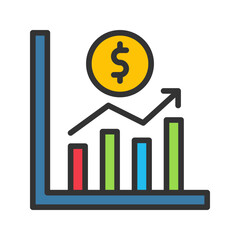 Money Growth icon vector image. Suitable for mobile apps, web apps and print media.