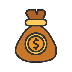 Money Bag icon vector image. Suitable for mobile apps, web apps and print media.