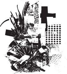 Fototapeta premium Abstract geometric shapes collide in a dynamic textured composition.