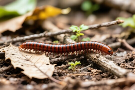 millipede earthworm millipede wandering in the forest are looking for food the earthworm los milpi&eacute;s que deambulan por el bosque buscan comida las lombrices de tierra mille pattes solucan kırkayak