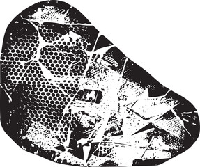 Obraz premium A fragmented textured shape dominates a stark white background.