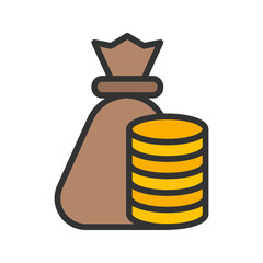 Sack of Money icon vector image. Suitable for mobile apps, web apps and print media.