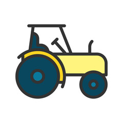 Tractor icon vector image. Suitable for mobile apps, web apps and print media.