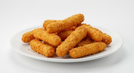 Crispy fish sticks golden fried seafood sticks delicious appetizer plate of food ready to be served on transparent background