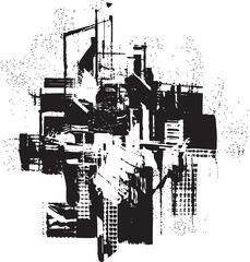 Fototapeta premium Abstract cityscape in stark black and white.