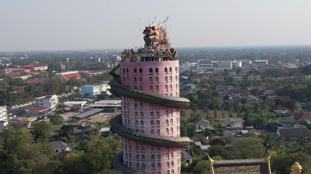 Aerial of Wat Sam Phran Dragon Budist temple