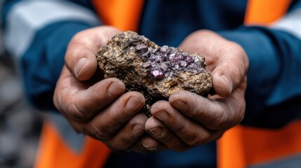 A person is holding a rock in their hands