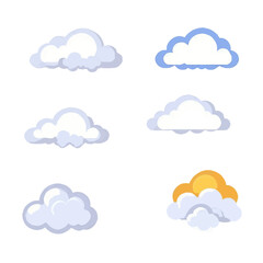 Cloud Icon Set, Weather Forecast, Meteorology Symbols For Web Design, Apps_