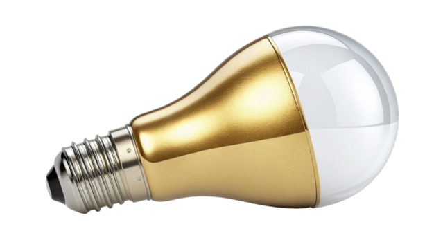 Modern light bulb designed for energy efficiency and aesthetic appeal, showcasing sleek gold and clear finish that enhances any space
