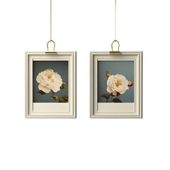 Two photo frames hanging on a clip. Vector --v 6.1 --s 750 --raw