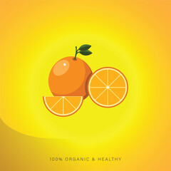 Orange Fruit Icon Vector with Juice Splash Background