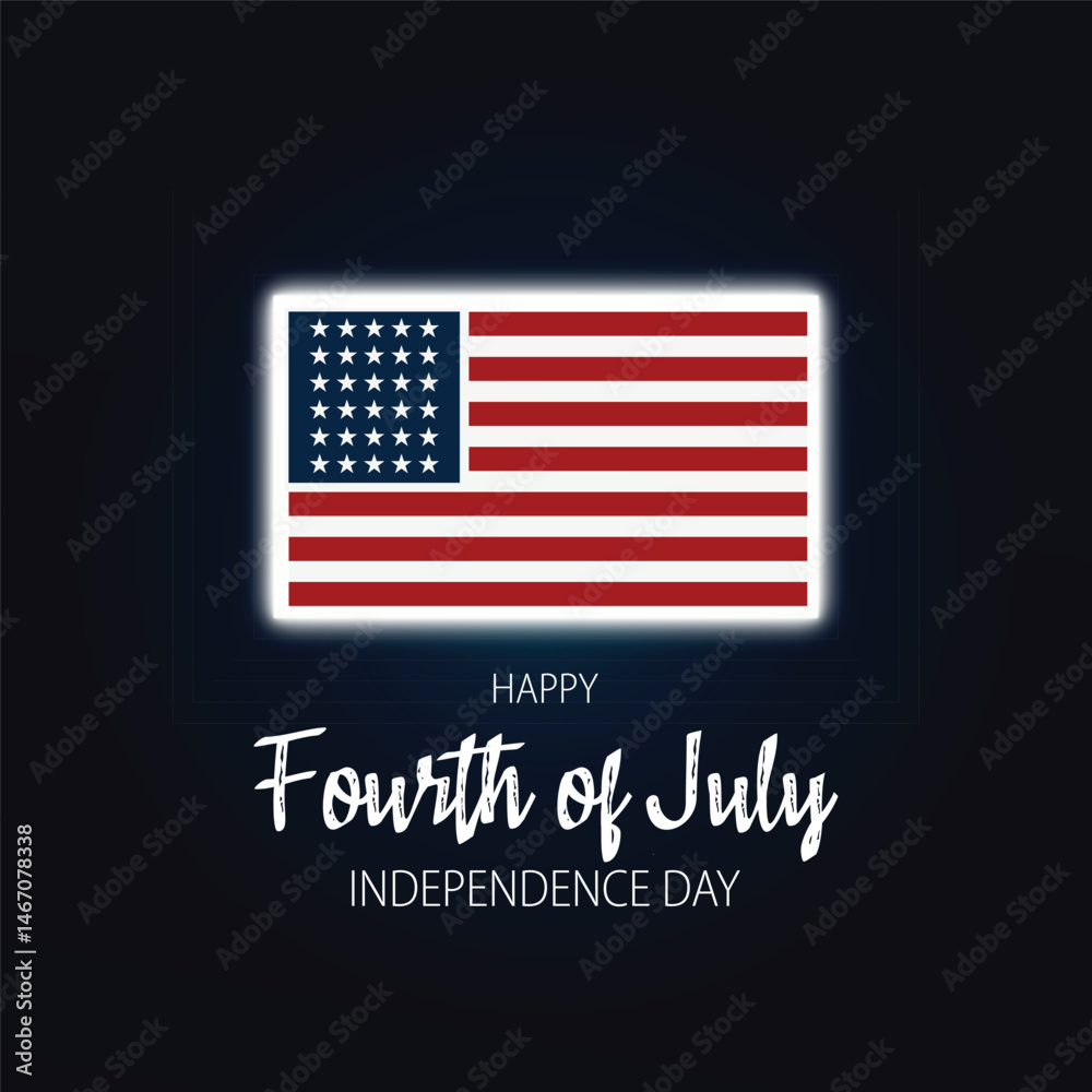 Fototapete usa independence day badge with flag and elegant script