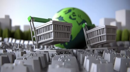 Sustainable shopping innovative global marketplace concept with eco friendly consumerism and conscious choices representation