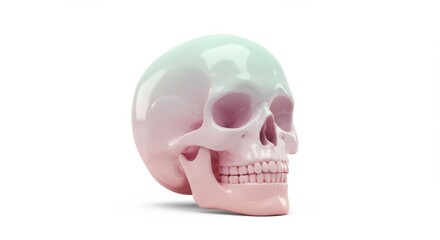 Obraz premium Pastel Human Skull 3D Render: Anatomy Study in Soft Hues