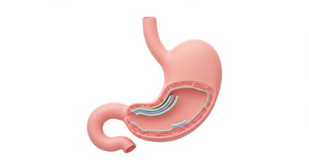 Human Stomach Anatomy: Detailed 3D Model of Internal Layers and Structure
