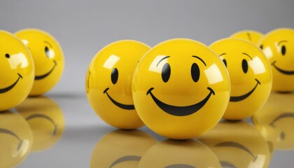 Smiling Yellow Balls: A Cheerful Group of Happy Faces